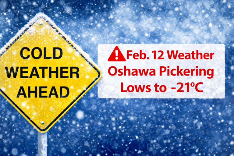 feb. 12 weather oshawa pickering lows to 21°c