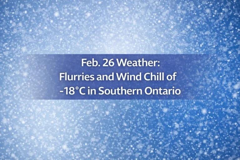 feb. 26 weather flurries and wind chill of 18°c in southern ontario