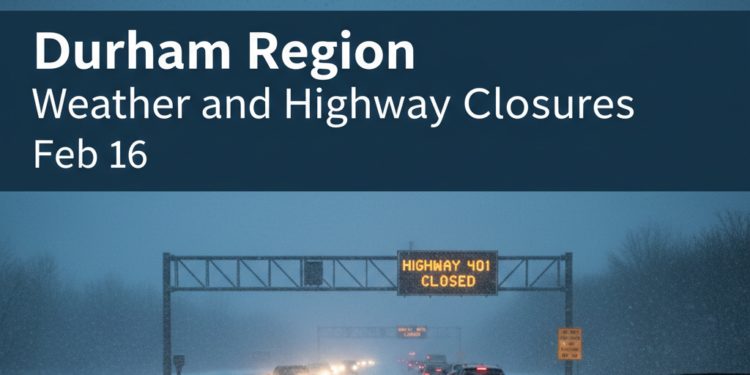 Durham Region Weather and Highway Closures Feb 16 Durham Region Weather and Highway Closures Feb 16