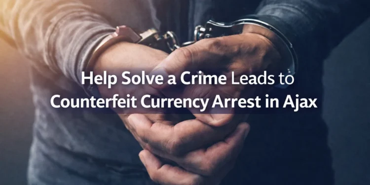 help solve a crime leads to counterfeit currency arrest in ajax