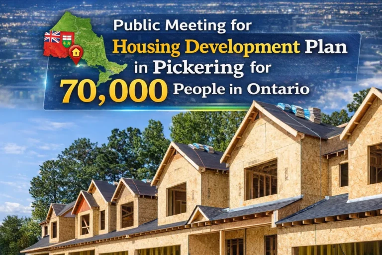 public meeting for housing development plan in pickering for 70,000 people in ontario