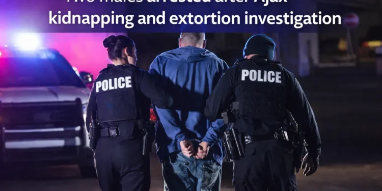 two males arrested after ajax kidnapping and extortion investigation
