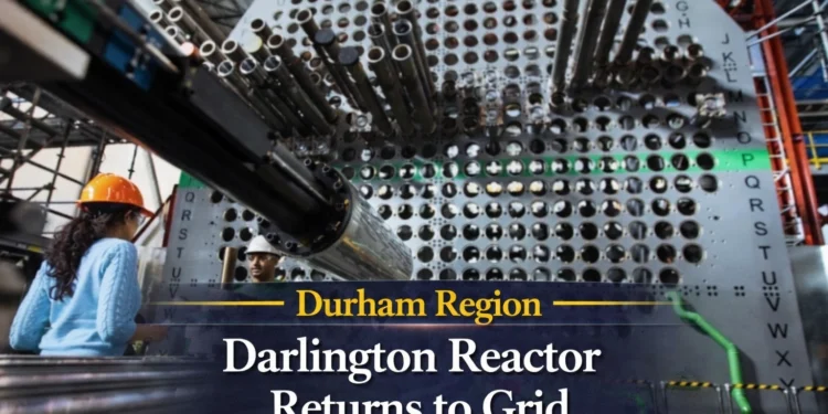 darlington reactor returns to grid durham region