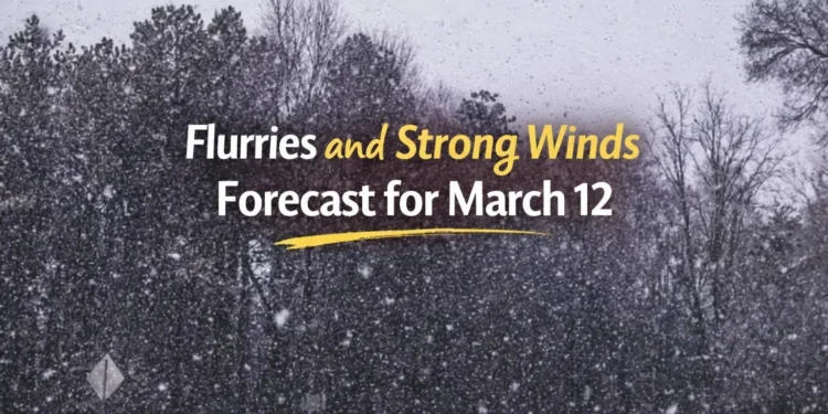 flurries and strong winds forecast for march 12