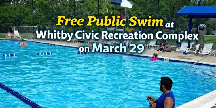 free public swim at whitby civic recreation complex on march 29