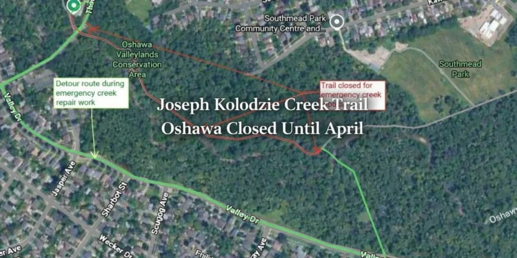 Joseph Kolodzie Creek Trail Oshawa Closed for Repairs Until April joseph kolodzie creek trail oshawa closed until april