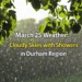 march 25 weather cloudy skies with showers in durham region
