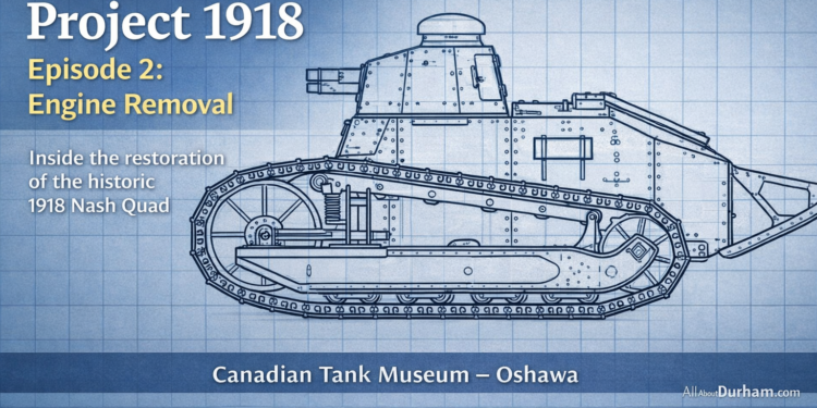 Project 1918 Episode 2 Shows Engine Removal from Historic Nash Quad at Oshawa Tank Museum project 1918