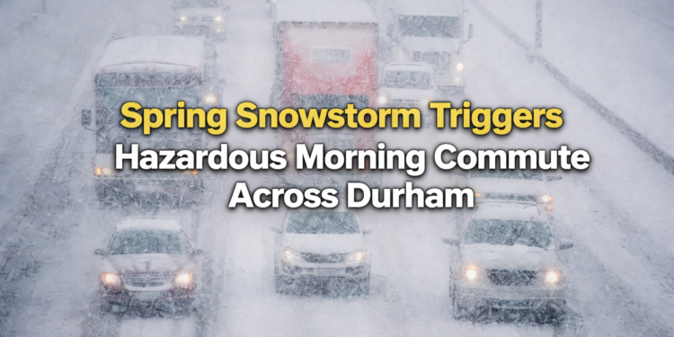 Spring Snowstorm Triggers Hazardous Morning Commute Across Durham Spring Snowstorm Triggers Hazardous Morning Commute Across Durham