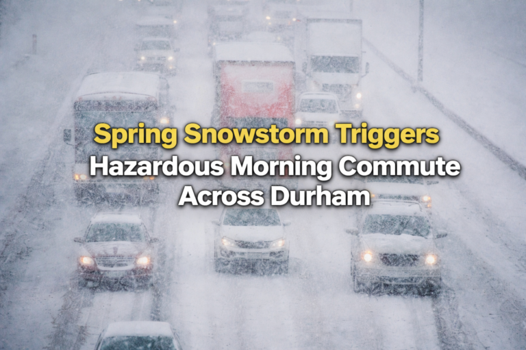 Spring Snowstorm Triggers Hazardous Morning Commute Across Durham