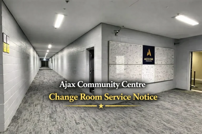 ajax community centre change room service notice
