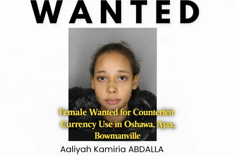 female wanted for counterfeit currency use in oshawa, ajax, bowmanville