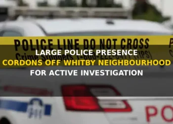 large police presence cordons