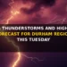 Strong Thunderstorms and High Winds Forecast for Durham Region weather This Tuesday strong thunderstorms and high winds forecast