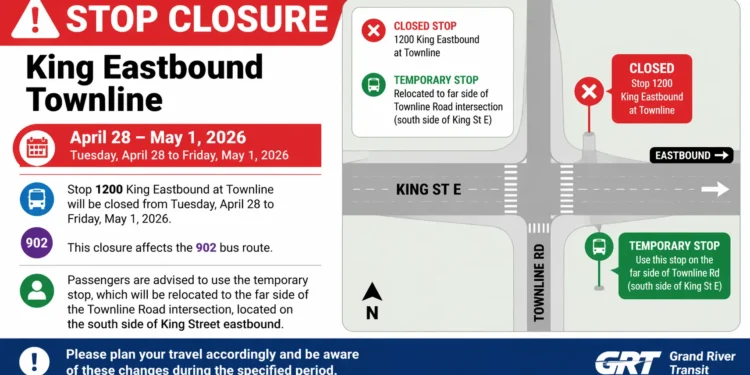 Stop Closure King Eastbound Townline