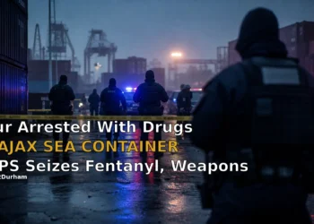 Four Arrested With Drugs in Ajax Sea Container