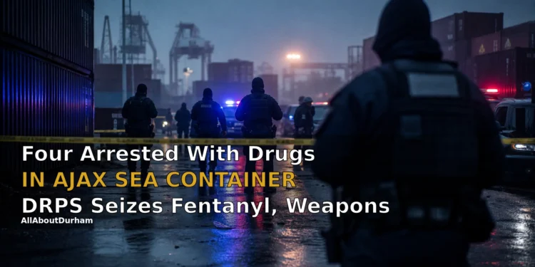 Four Arrested With Drugs in Ajax Sea Container