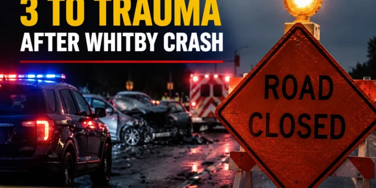 Road Closed, 3 to Trauma After Whitby Crash road closed