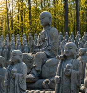 Hidden Just Outside Durham, Ontario’s Wutai Shan Buddhist Garden Feels Like Another World Wutai Shan Buddhist Garden, Monk statues