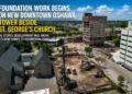 Foundation Work Begins on New Downtown Oshawa Tower Beside St. George's Church Construction downtown Oshawa