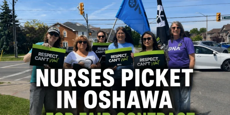 nurses picket in oshawa for fair contract