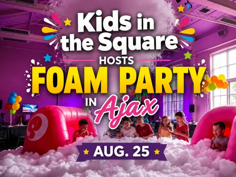 kids in the square hosts foam party in ajax aug. 25