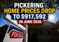 pickering home prices drop to $917,592 in june 2026