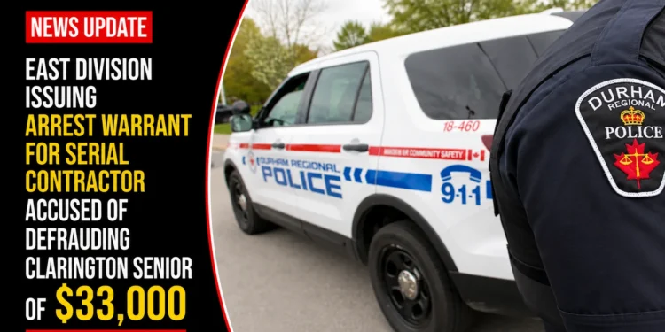 East Division Issuing Arrest Warrant for Serial Contractor Accused of Defrauding Clarington Senior of $33,000 arrest warrant