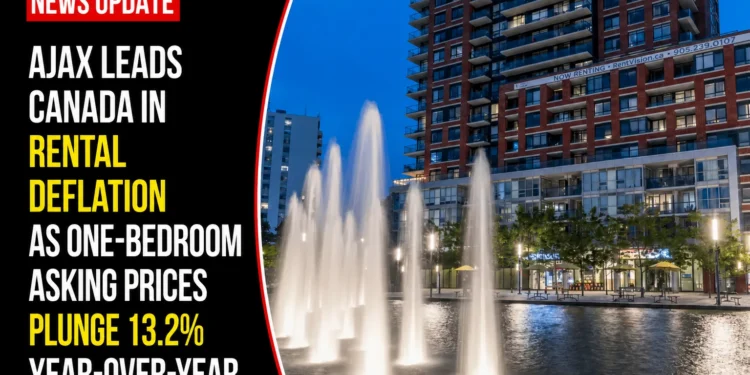 Ajax Leads Canada in Rental Deflation as One-Bedroom Asking Prices Plunge 13.2% Year-Over-Year rental