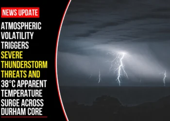 Atmospheric Volatility Triggers Severe Thunderstorm Threats and 38°C Apparent Temperature Surge Across Durham Core thuderstorm threats