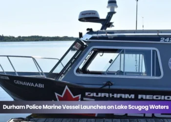 durham police marine vessel launches on lake scugog waters