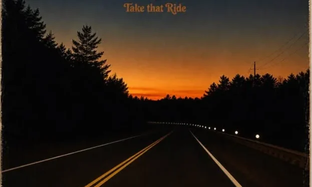 Mike O’Neil Take That Ride album cover showing a highway at sunset