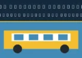 Ajax Families Challenge Two-Hour School Bus Commute Original school-bus illustration with the headline Ajax Families Challenge Two-Hour School Bus Commute