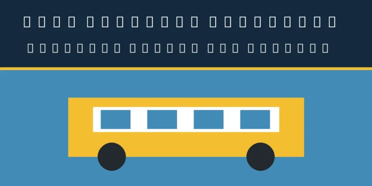 Original school-bus illustration with the headline Ajax Families Challenge Two-Hour School Bus Commute