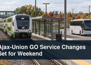 Ajax-Union GO Service Changes Set for Weekend Commuter rail and bus scene with the headline Ajax-Union GO Service Changes Set for Weekend