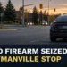 Unbranded roadside traffic-stop scene with the headline Loaded Firearm Seized in Bowmanville Traffic Stop
