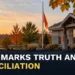 Orange ribbons outside a municipal building with the headline Brock Truth and Reconciliation Events Set for September
