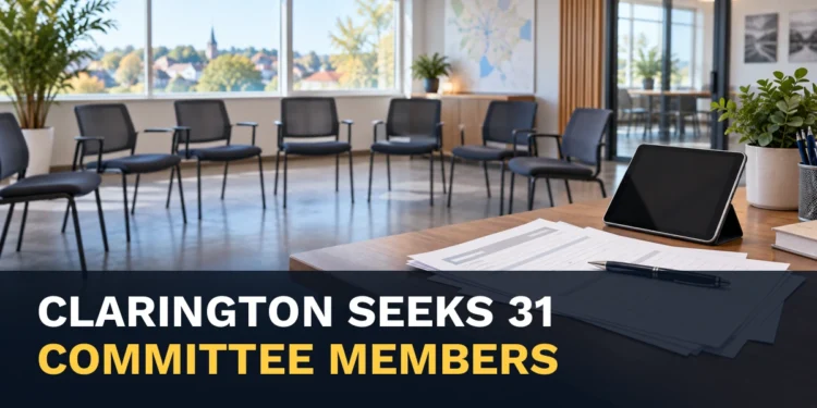 Community meeting room and applications with the headline Clarington Committees Seek 31 New Members