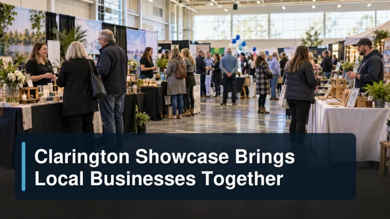 Community business exhibition with the headline Clarington Showcase Brings Local Businesses Together