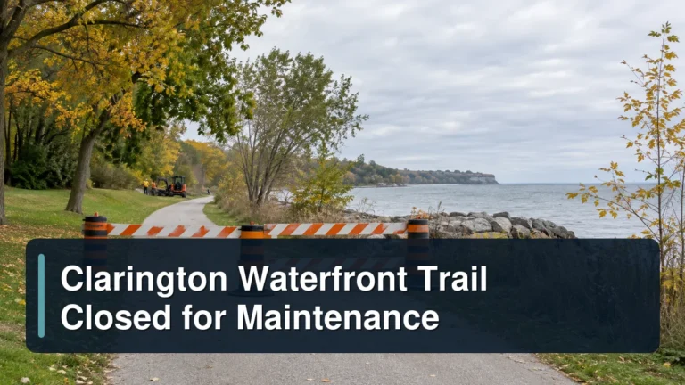 Clarington waterfront trail maintenance closure with the headline Clarington Waterfront Trail Closed for Maintenance