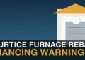 Original illustration of a home furnace and thermostat for a Courtice financing warning