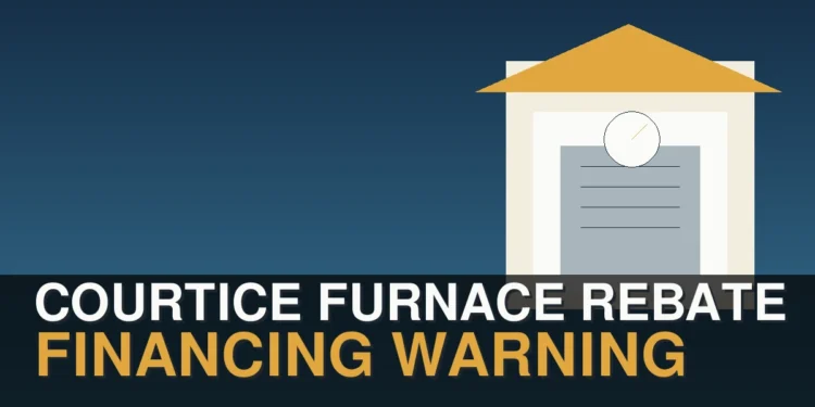Original illustration of a home furnace and thermostat for a Courtice financing warning