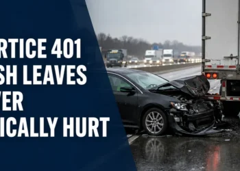 Neutral Highway 401 collision scene illustrating a serious crash in Courtice