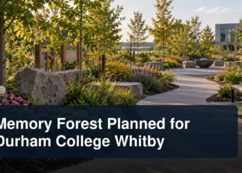 Accessible sensory woodland path with the headline Memory Forest Planned for Durham College Whitby