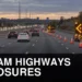 Highway lane closure cones and maintenance boards in Durham Region