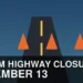 Original illustration of a Durham highway work zone for September 13 closures