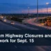 Durham Highway Closures and Roadwork for Sept. 15 Durham highway interchange roadwork with the headline Durham Highway Closures and Roadwork for Sept. 15