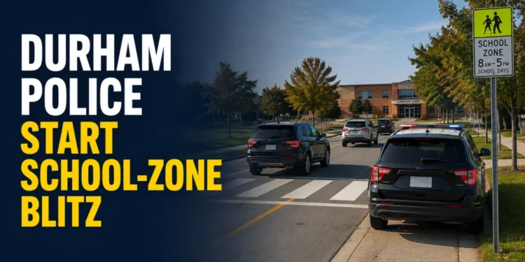 Durham school-zone traffic safety enforcement near a local school