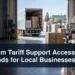 Durham Tariff Support Access Expands for Local Businesses Durham manufacturing and shipping scene with the headline Durham Tariff Support Access Expands for Local Businesses