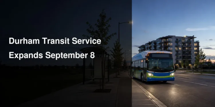A public bus serving a growing Durham neighbourhood, illustrating September 8 Durham Transit service changes